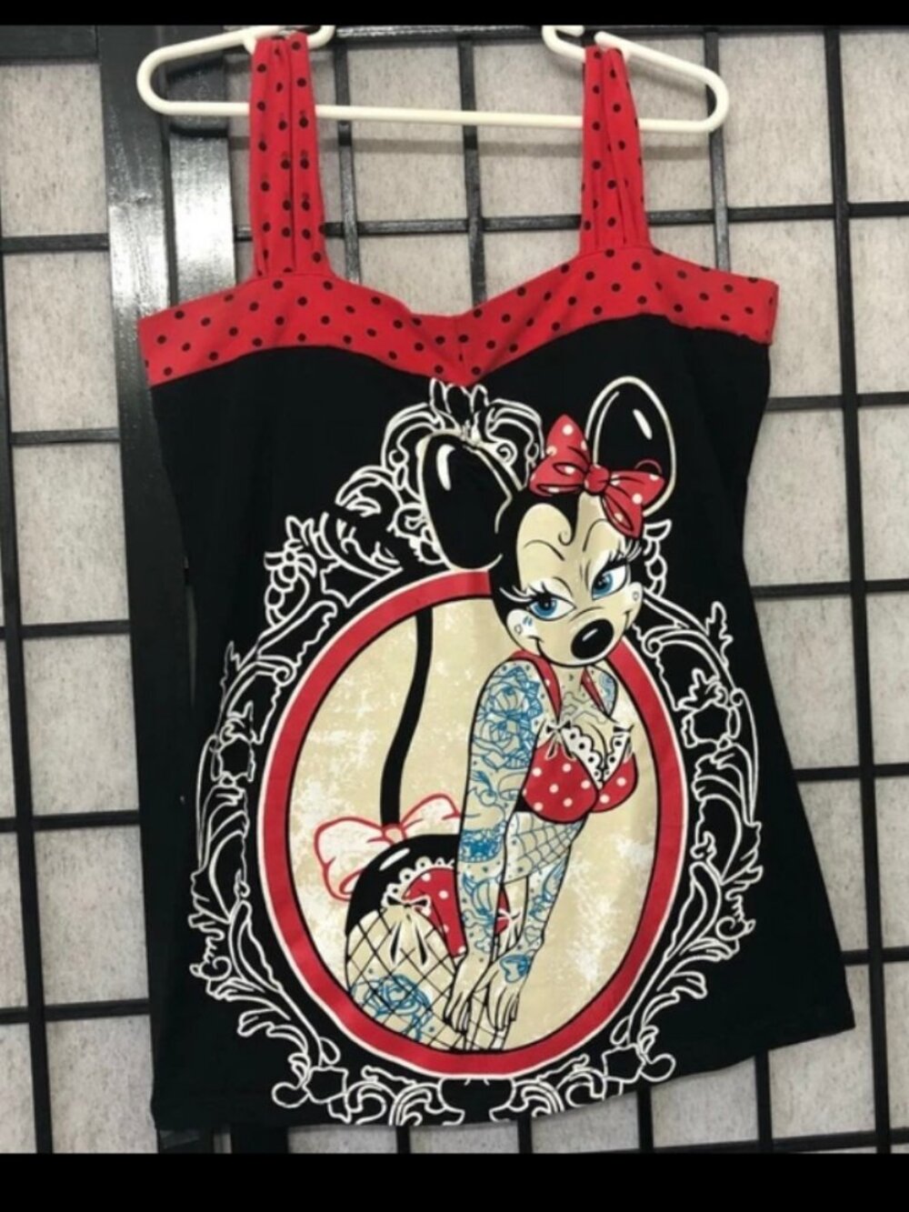 Share Rare Sexy Tattooed Minnie Mouse Too Fast Tank Tee T Shirt Halter Small Cut